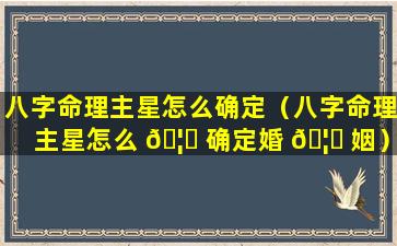 八字命理主星怎么确定（八字命理主星怎么 🦅 确定婚 🦈 姻）